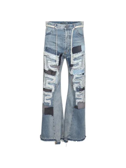 patchwork distressed jeans by RRR123