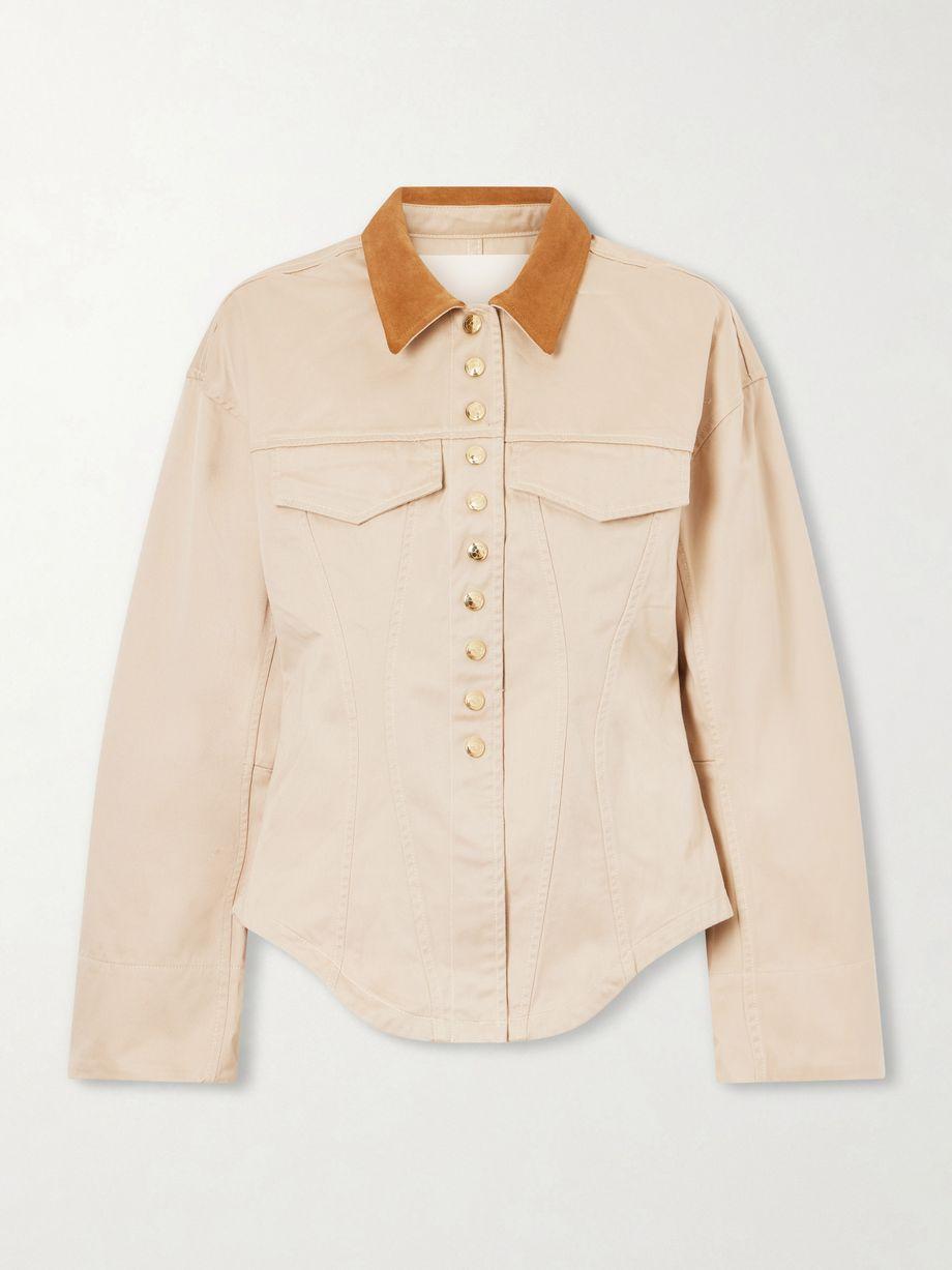 The Lennox suede-trimmed organic cotton-twill jacket by RUADH