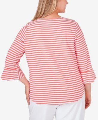 Plus Size Patio Party Striped Jersey Top by RUBY RD.
