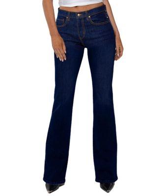 High Rise Isabella Mini Flare Jeans in Dark Blue by RUDES DENIM