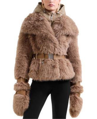 Chloe Faux Fur Jacket with Removable Puffer Hood by RUDSAK