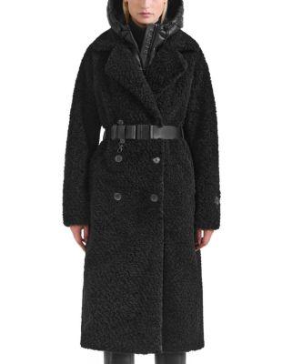 Tina Long Teddy Jacket with Removable Puffer Hood by RUDSAK