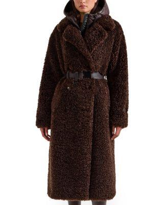 Tina Long Teddy Jacket with Removable Puffer Hood by RUDSAK
