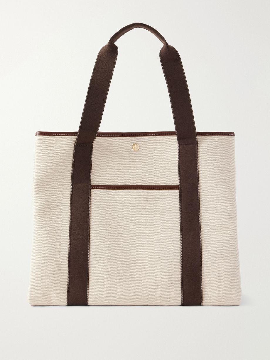 Traversée large leather and webbing-trimmed canvas tote by RUE DE VERNEUIL