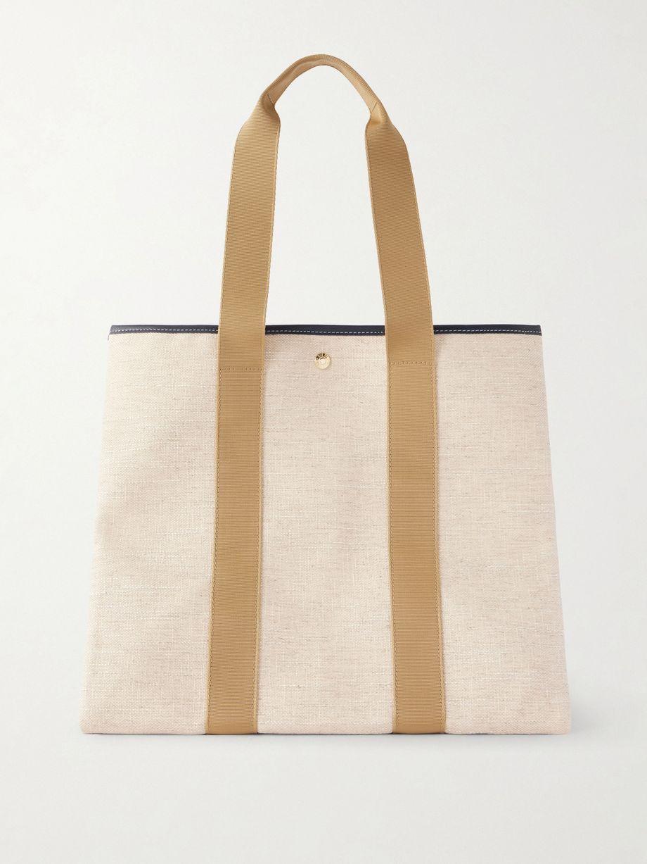 Traversée large leather-trimmed linen tote by RUE DE VERNEUIL