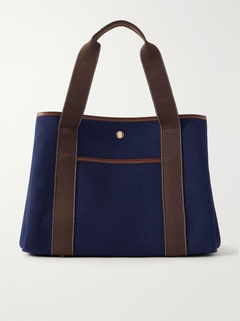 Traversée medium leather and webbing-trimmed canvas tote by RUE DE VERNEUIL