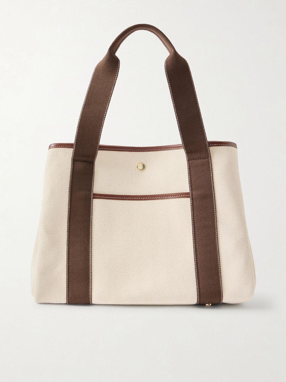 Traversée medium webbing and leather-trimmed canvas tote by RUE DE VERNEUIL