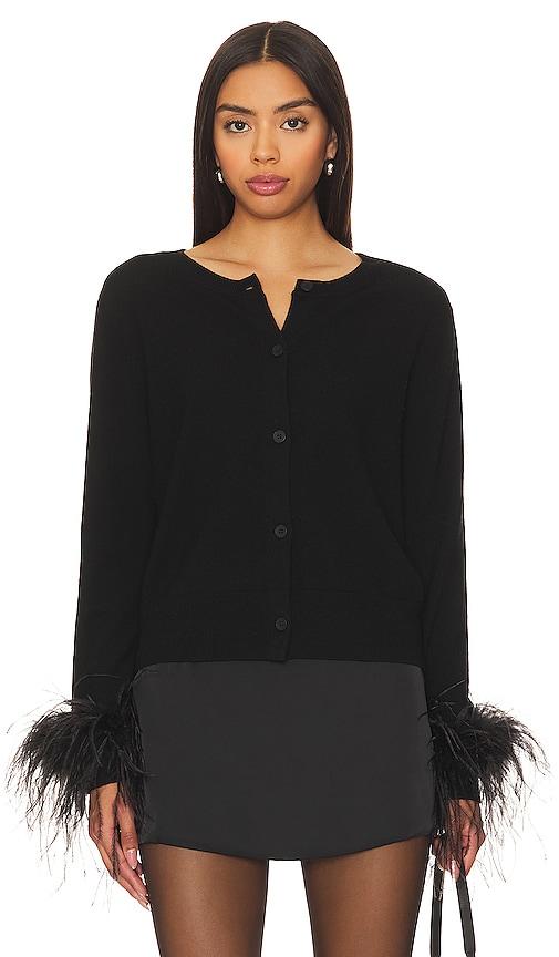 Rue Sophie Shushu Feather Cardigan in Black by RUE SOPHIE