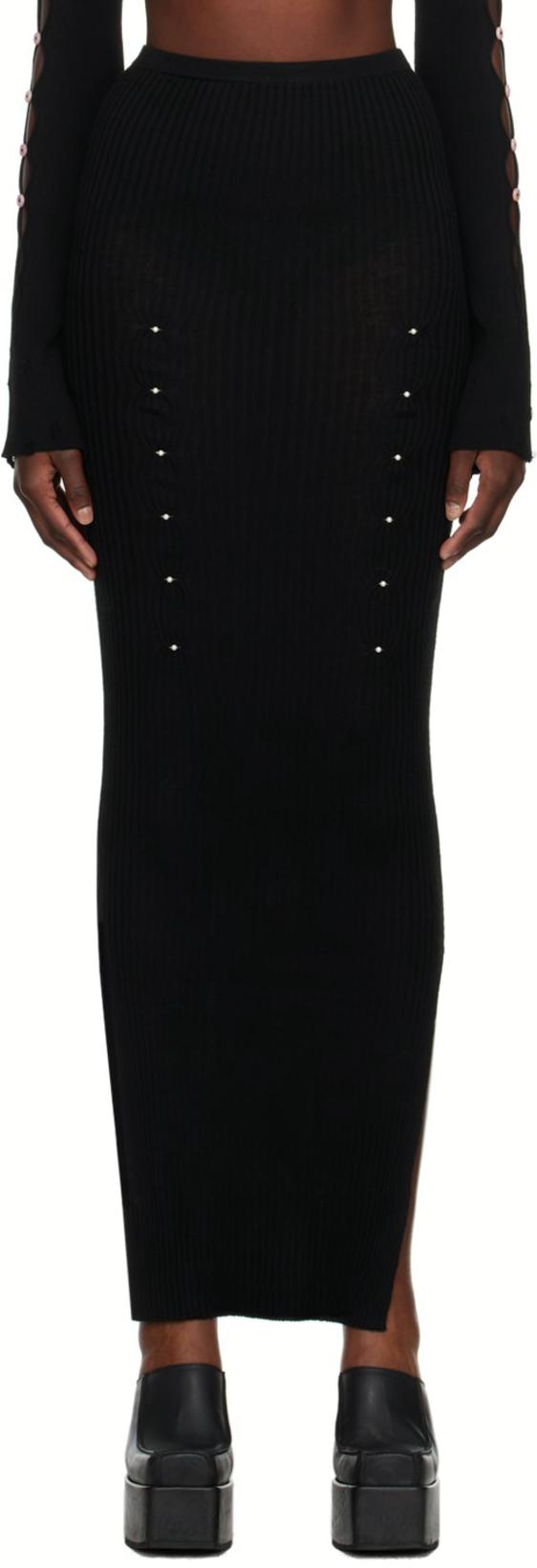 Black Rib Maxi Skirt by RUI