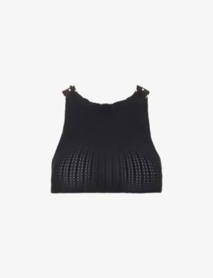 Cropped chain-strap stretch-woven top by RUI