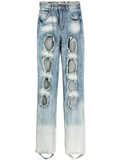 distressed-effect straight-leg jeans by RUI