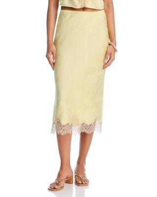 Lace Hem Midi Skirt by RUMORED