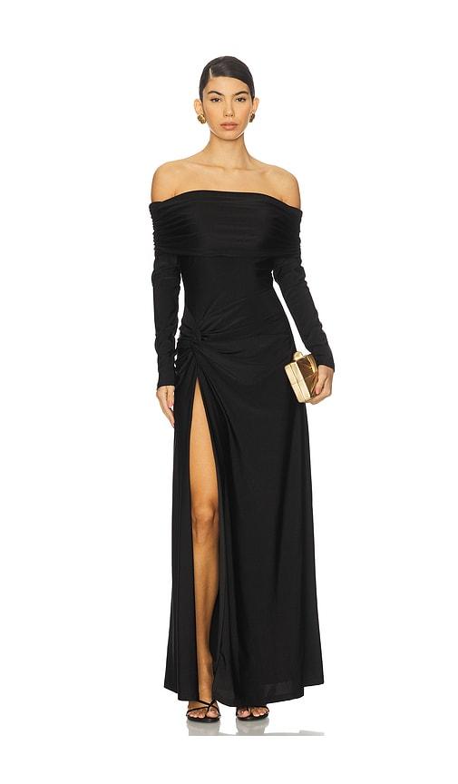 Runaway The Label Abbie Off Shoulder Maxi Dress in Black by RUNAWAY THE LABEL