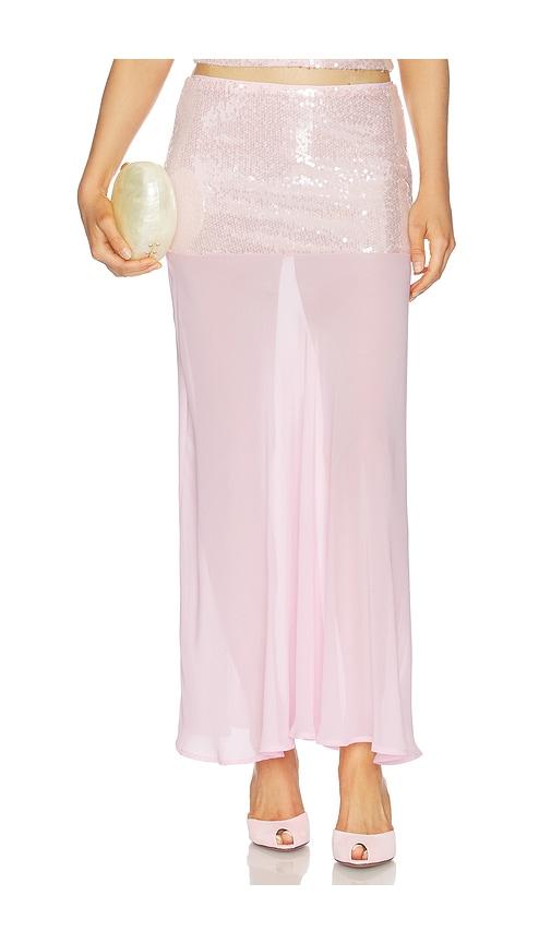Runaway The Label Adeluna Sheer Bottom Maxi Skirt in Pink by RUNAWAY THE LABEL