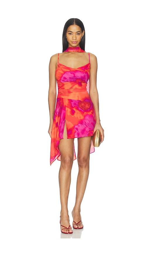 Runaway The Label Alora Scoop Neck Mini Dress in Pink, Orange by RUNAWAY THE LABEL