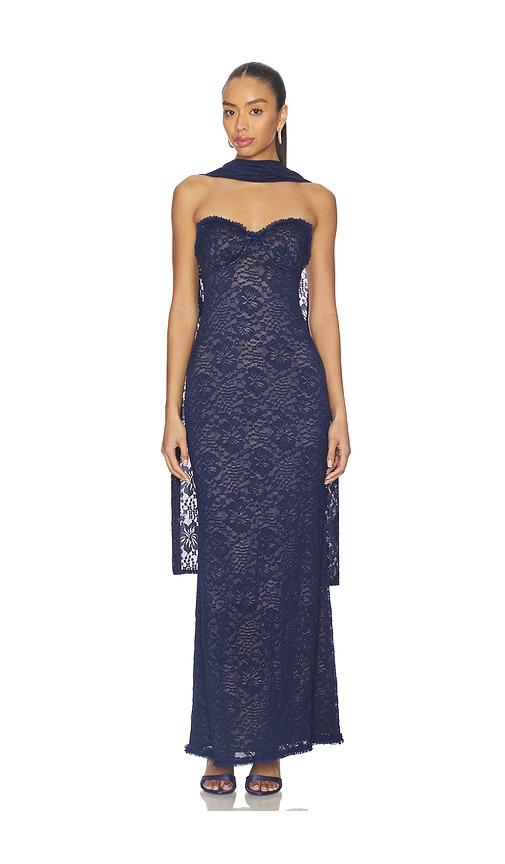 Runaway The Label Amana Strapless Scarf Maxi Dress in Navy by RUNAWAY THE LABEL
