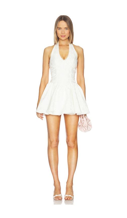 Runaway The Label Amity V- Neck Corset Mini Dress in White by RUNAWAY THE LABEL