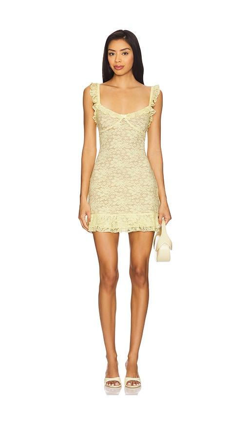 Runaway The Label Ava Mini Dress in Yellow by RUNAWAY THE LABEL