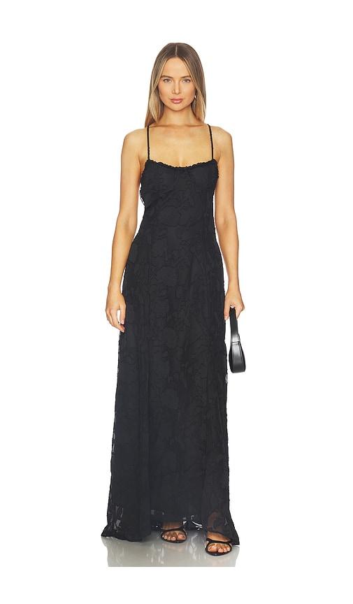 Runaway The Label Ellerby Frill Trim Maxi Dress in Black by RUNAWAY THE LABEL