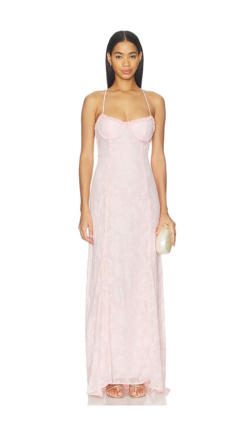 Runaway The Label Ellerby Frill Trim Maxi Dress in Pink by RUNAWAY THE LABEL