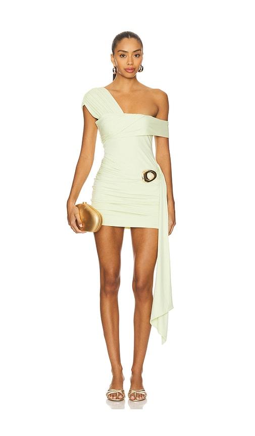 Runaway The Label Kassi Ruched Mini Dress in Green by RUNAWAY THE LABEL