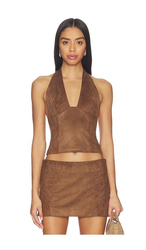 Runaway The Label Kitty V-neck Halter Top in Chocolate by RUNAWAY THE LABEL
