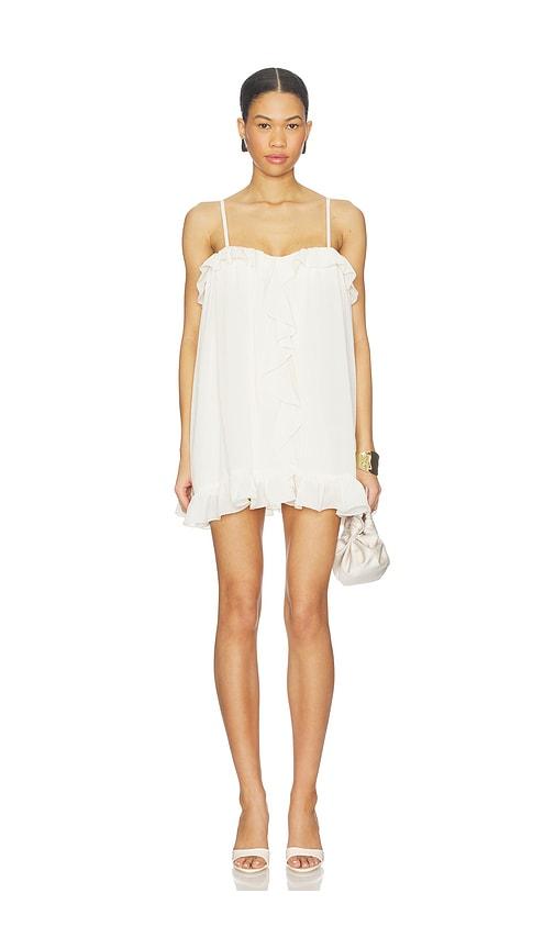 Runaway The Label Kristia Flounce Ruffle Mini Dress in Cream by RUNAWAY THE LABEL