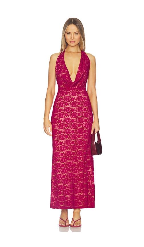 Runaway The Label Kylo Plunge Cowl Maxi Dress in Fuchsia by RUNAWAY THE LABEL