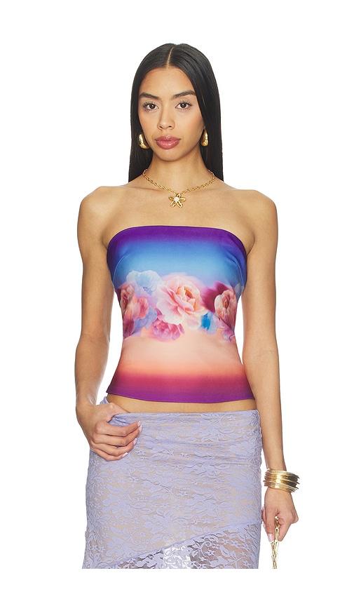 Runaway The Label Mahina Bustier in Peach,Blue by RUNAWAY THE LABEL