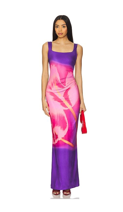 Runaway The Label Makiko Maxi Dress in Pink, Purple by RUNAWAY THE LABEL