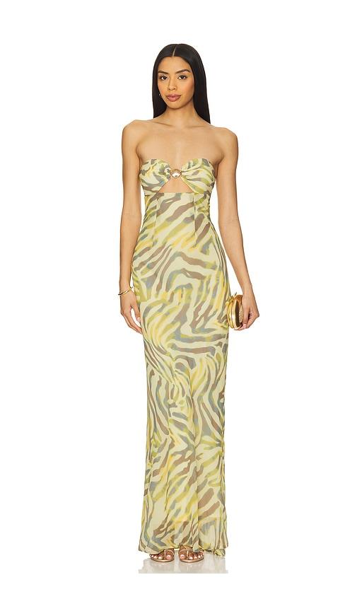 Runaway The Label Midal Maxi Dress in Cream,Green by RUNAWAY THE LABEL