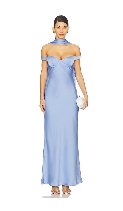 Runaway The Label Raphaella Off Shoulder Maxi Dress in Blue by RUNAWAY THE LABEL