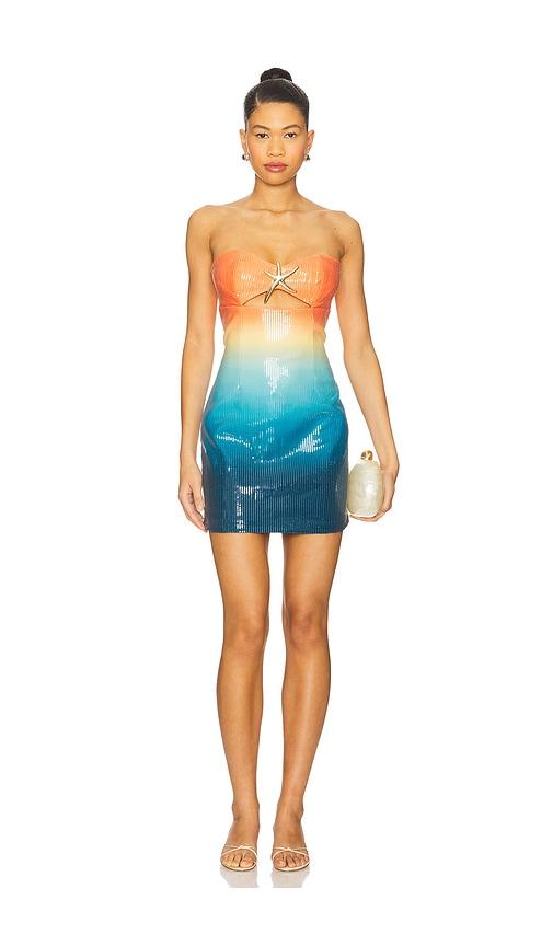 Runaway The Label Stellar Mini Dress in Orange,Blue by RUNAWAY THE LABEL