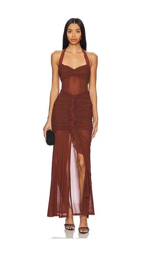 Runaway The Label Tallula Maxi Dress in Brown by RUNAWAY THE LABEL