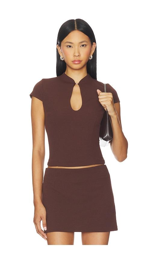 Runaway The Label Vieno Keyhole Fitted Top in Chocolate by RUNAWAY THE LABEL