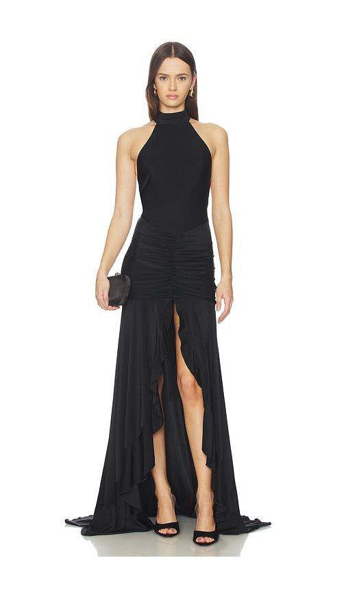Runaway The Label Zelma High Neck Maxi Dress in Black by RUNAWAY THE LABEL