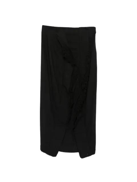 lace-trim raw-edge midi skirt by RUNDHOLZ