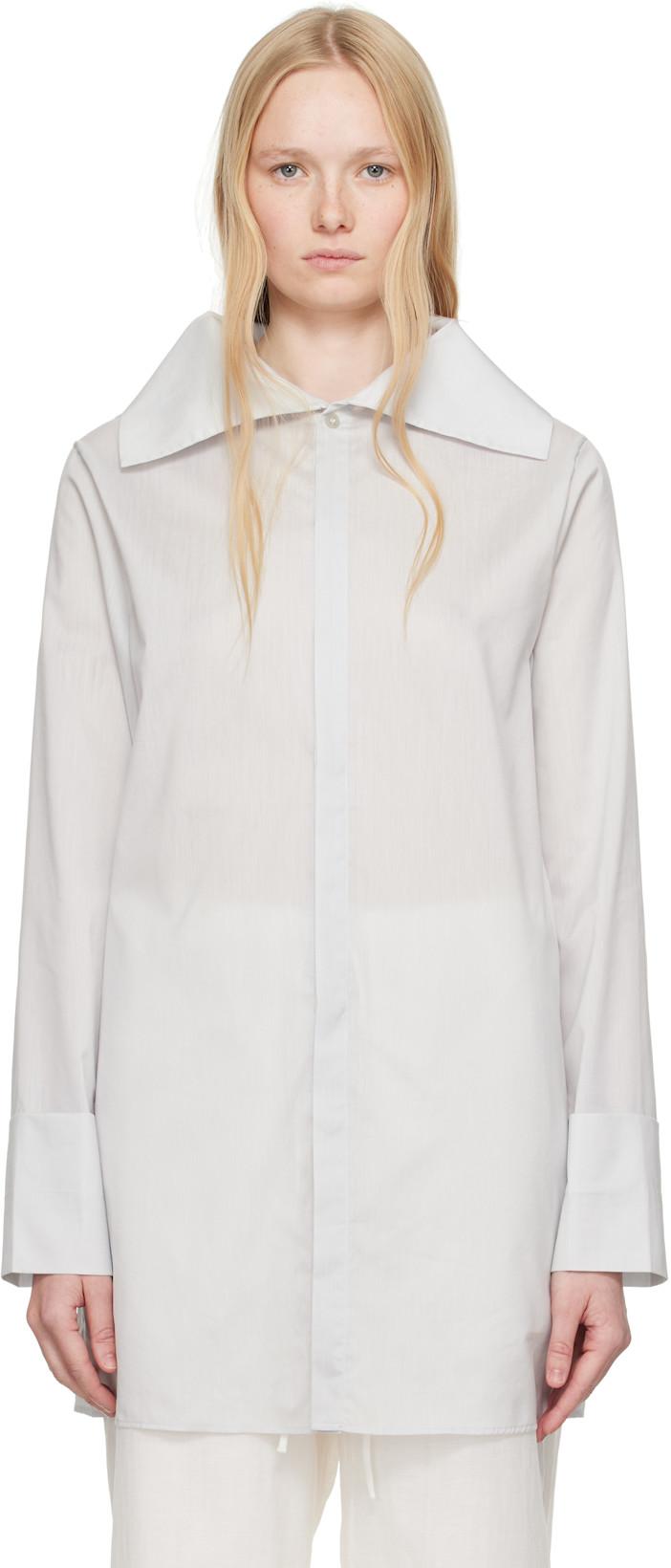 Gray Water Color Tinos Long Sleeve Shirt by RUOHAN