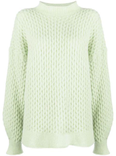 textured-knit mock neck jumper by RUS