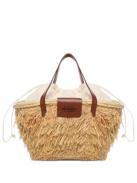 Nest straw trim tote bag by RUSLAN BAGINSKIY