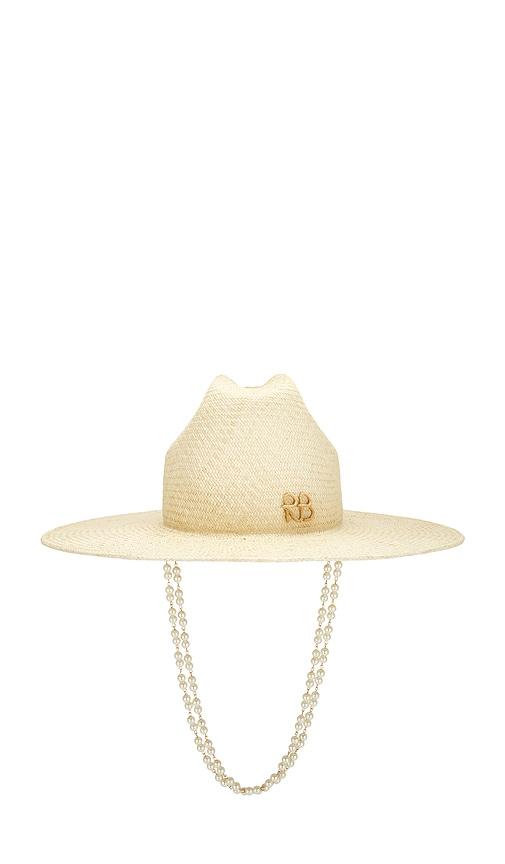 Ruslan Baginskiy Double Chain Strap Cowboy Hat in Cream by RUSLAN BAGINSKIY