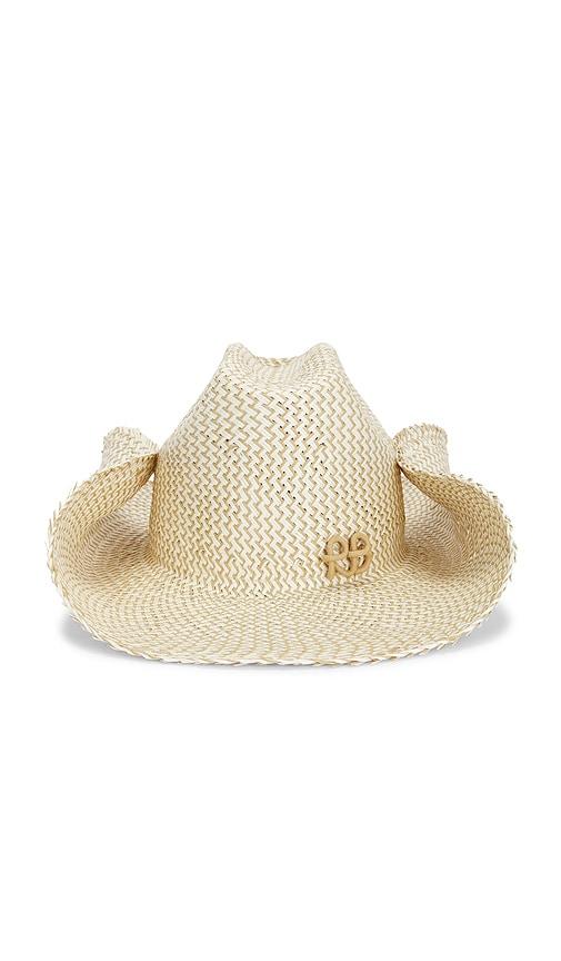 Ruslan Baginskiy Monogram-embellished Straw Cowboy Hat in Beige by RUSLAN BAGINSKIY