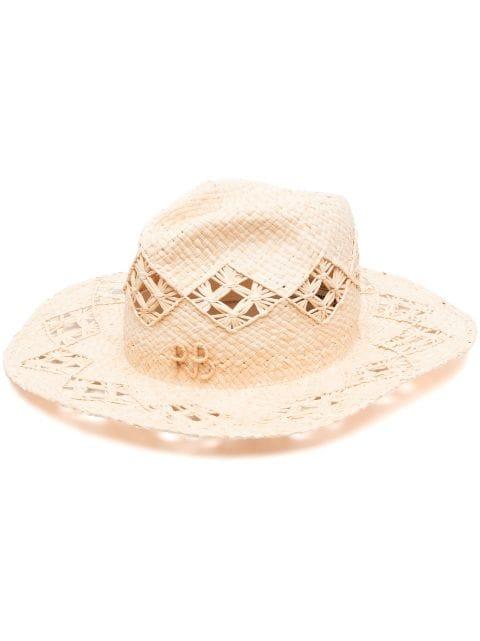 interwoven-straw fedora hat by RUSLAN BAGINSKIY