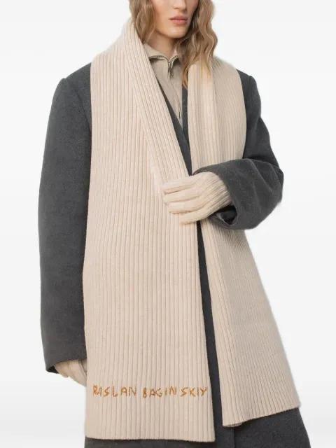 logo-emboridered ribbed scarf by RUSLAN BAGINSKIY