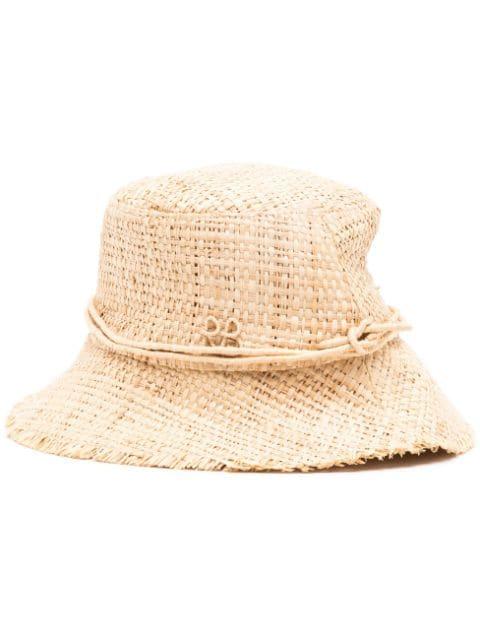logo-patch straw bucket hat by RUSLAN BAGINSKIY