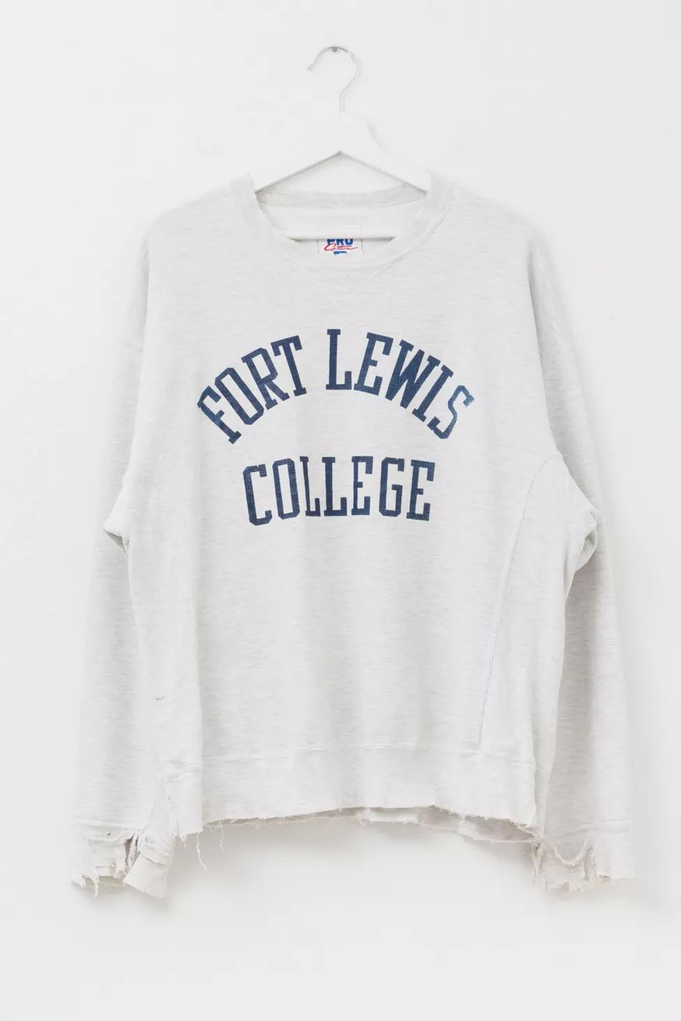 Vintage 1990s Distressed Fort Lewis College Spell Out Reverse Weave Sweatshirt by RUSSELL ATHLETIC