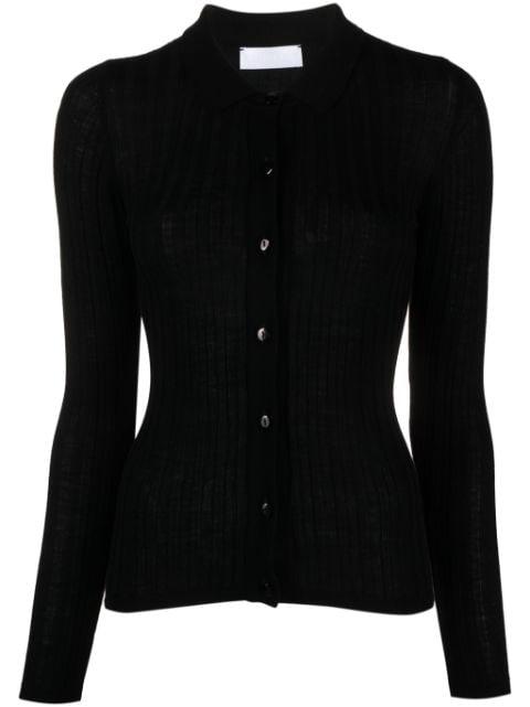 ribbed-knit polo cardigan by RXQUETTE