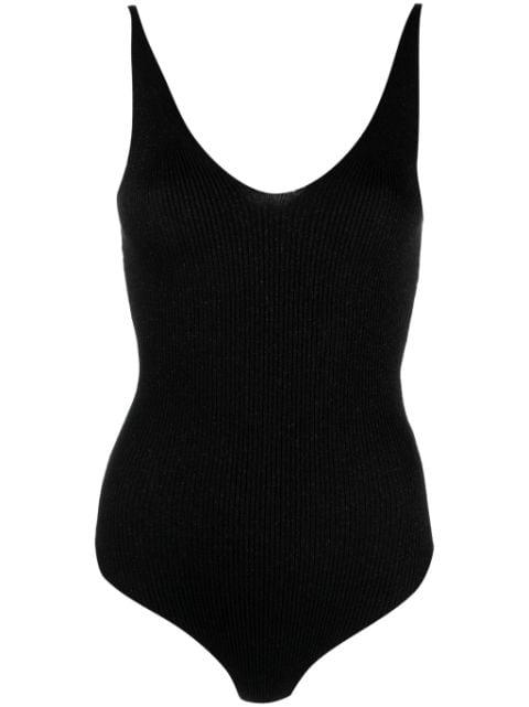 shimmering ribbed bodysuit by RXQUETTE