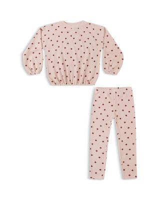 Girls' Spongey Knit Dot Print Sweatshirt & Leggings Set - Little Kid by RYLEE + CRU