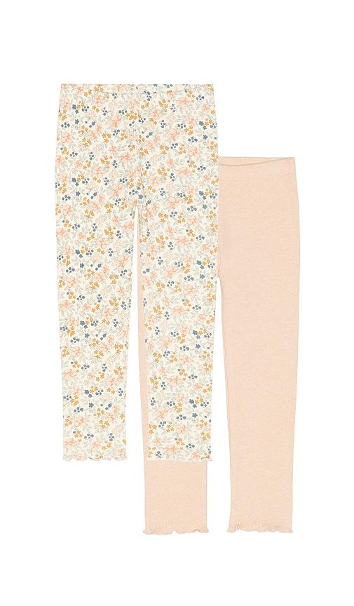 Rylee + Cru Ribbed Legging Set in Beige,Blush by RYLEE + CRU